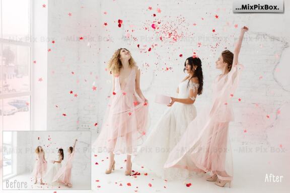 Pink and Blue Confetti Overlays
