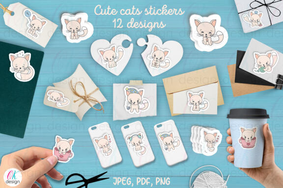 Funny Cats Printable Stickers
