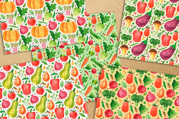 Vegetables digital paper, seamless pattern. Packaging design