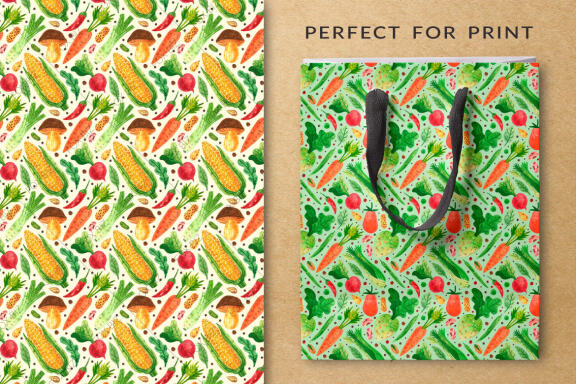 Vegetables digital paper, seamless pattern. Packaging design