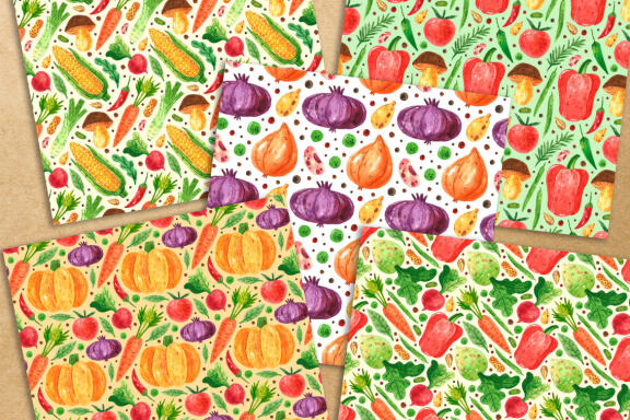 Vegetables digital paper, seamless pattern. Packaging design
