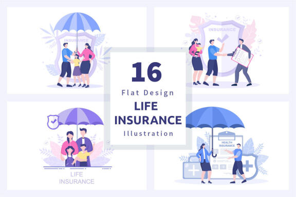 16 Life Insurance Flat Design Illustration