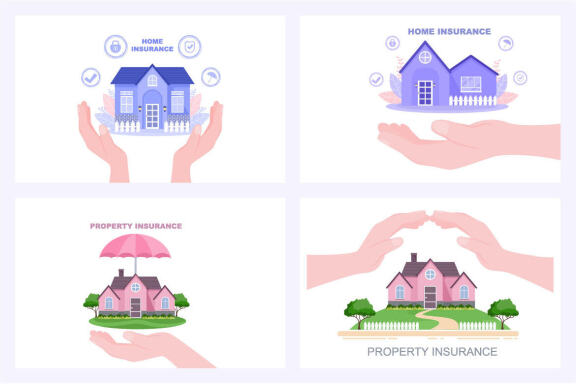 6 Property Insurance Flat Design Illustration