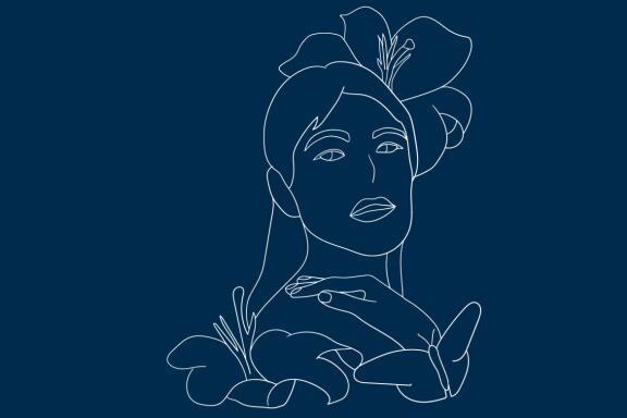 Woman With Flower in Head Vector Bundle