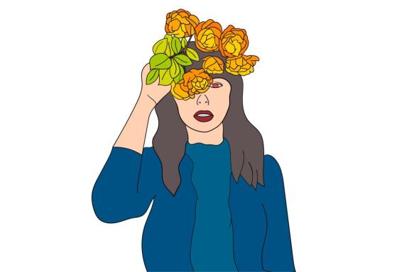 Woman With Flower in Head Vector Bundle