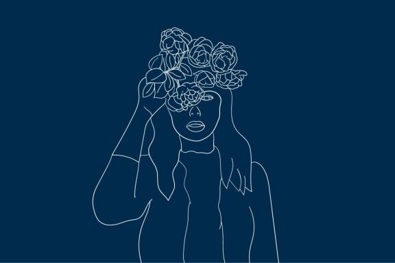 Woman With Flower in Head Vector Bundle