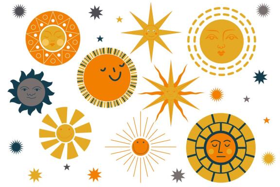 Sun svg happy face bundle