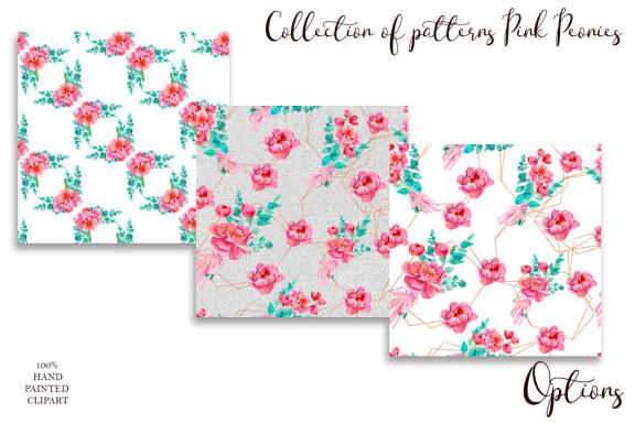 Pink peonies digital paper, seamless pattern