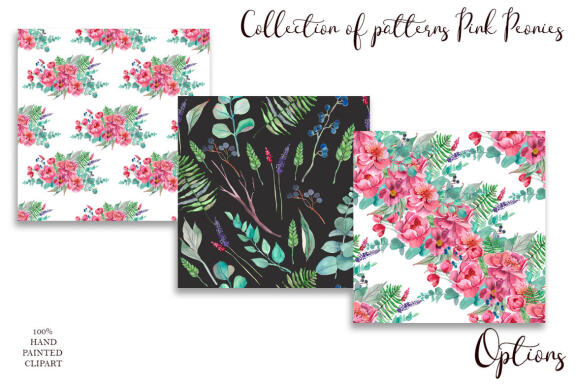 Pink peonies digital paper, seamless pattern