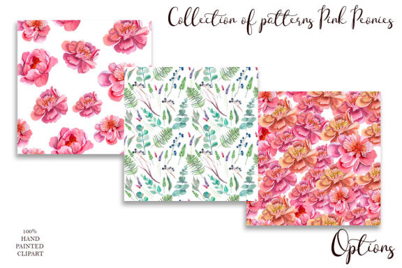 Pink peonies digital paper, seamless pattern