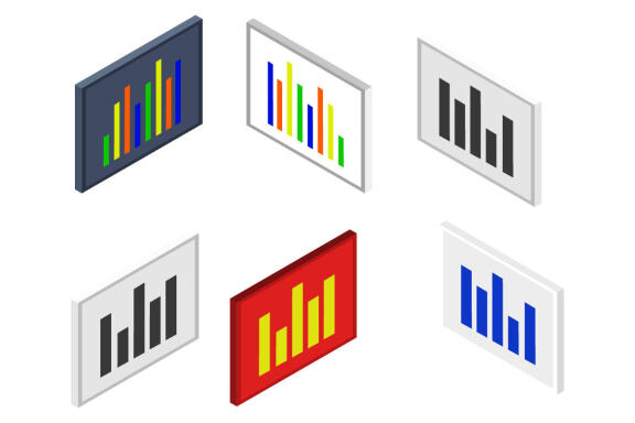 isometric blackboard with statistics