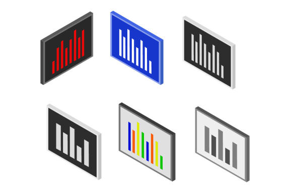 isometric blackboard with statistics