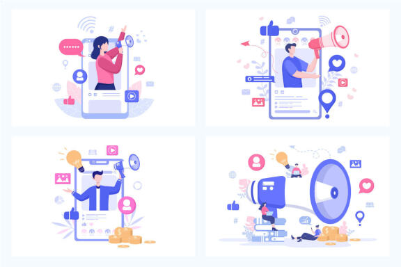 22 Social Media Marketing Flat Illustration