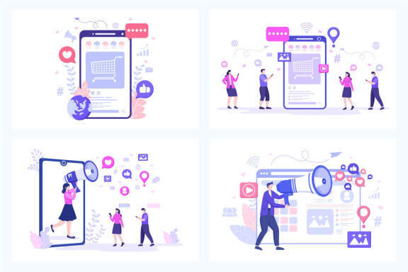 22 Social Media Marketing Flat Illustration