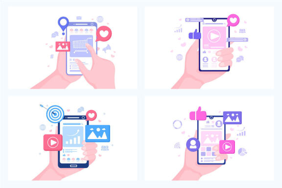22 Social Media Marketing Flat Illustration