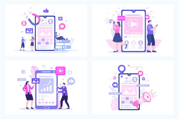 22 Social Media Marketing Flat Illustration