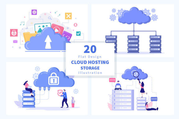 20 Cloud Storage Hosting Service Illustration