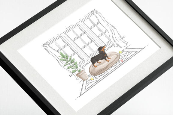 Dachshund Scene - Ai, EPS, PSD, PNG