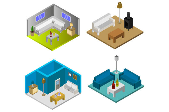 isometric lounge room