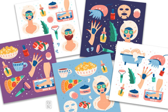 Home spa clipart. Digital prints, backgrounds. Stickers