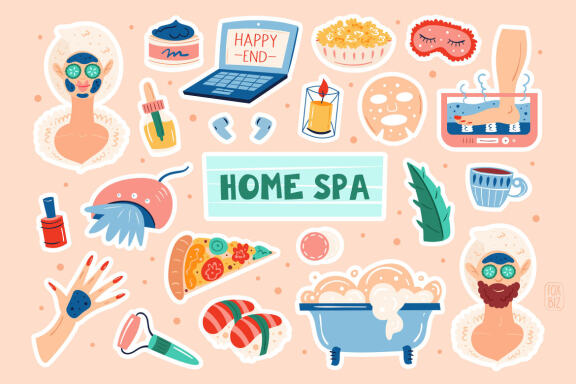 Home spa clipart. Digital prints, backgrounds. Stickers
