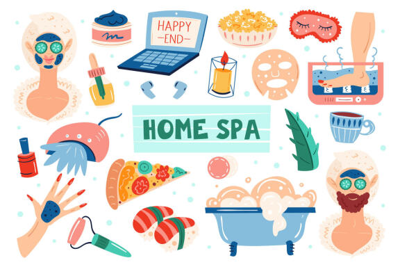 Home spa clipart. Digital prints, backgrounds. Stickers