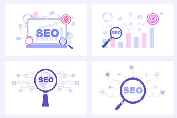 18 SEO Engine Optimization Vector Illustration
