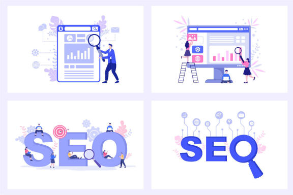 18 SEO Engine Optimization Vector Illustration