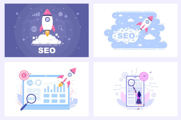 18 SEO Engine Optimization Vector Illustration
