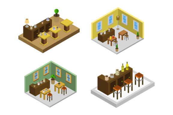 isometric bar room