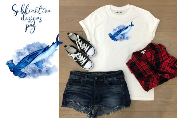 Fish hammer watercolor sublimation