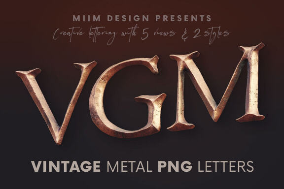 Vintage Metallic - 3D Lettering