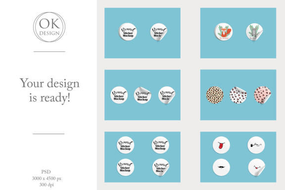 Round Stickers mockup set 