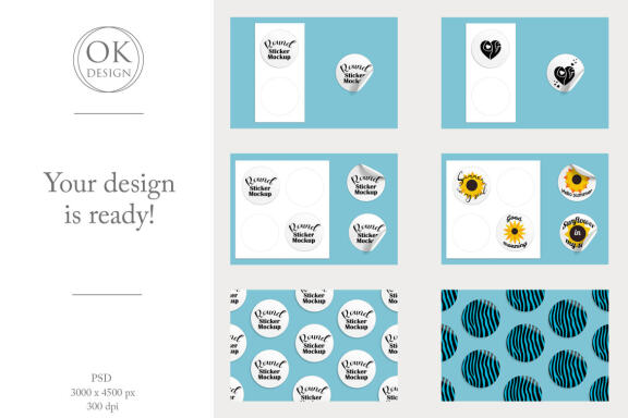 Round Stickers mockup set 