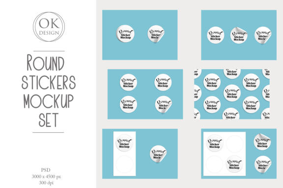 Round Stickers mockup set 