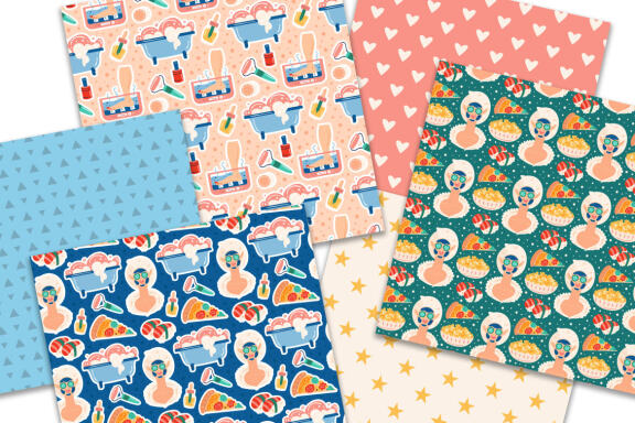 Home spa vector seamless patterns, digital prints.