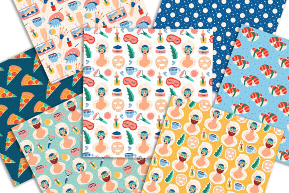 Home spa vector seamless patterns, digital prints.