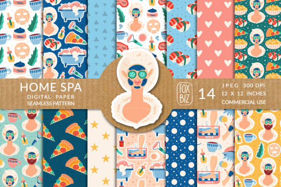 Home spa vector seamless patterns, digital prints.