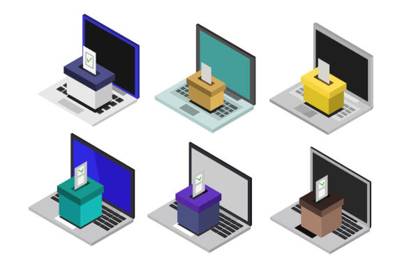 vote online on isometric laptop