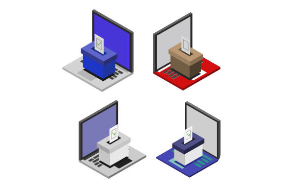 vote online on isometric laptop