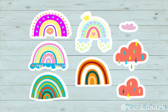 Thank you! Rainbow stickers. PNG. Digital and printed files.