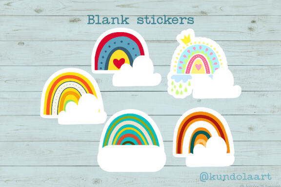 Thank you! Rainbow stickers. PNG. Digital and printed files.