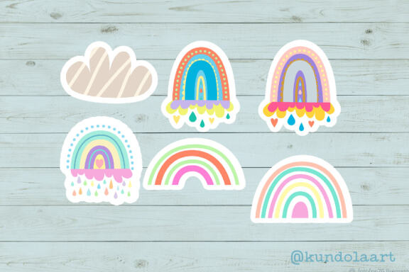 Thank you! Rainbow stickers. PNG. Digital and printed files.