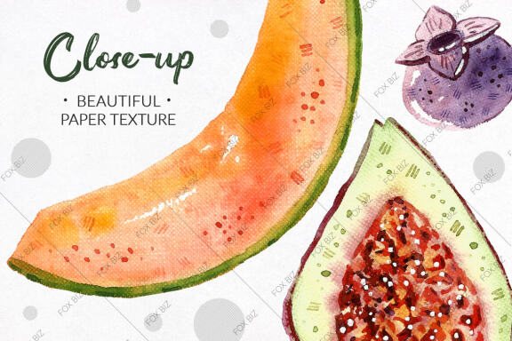Tropical fruits watercolor clipart. JPEG PNG