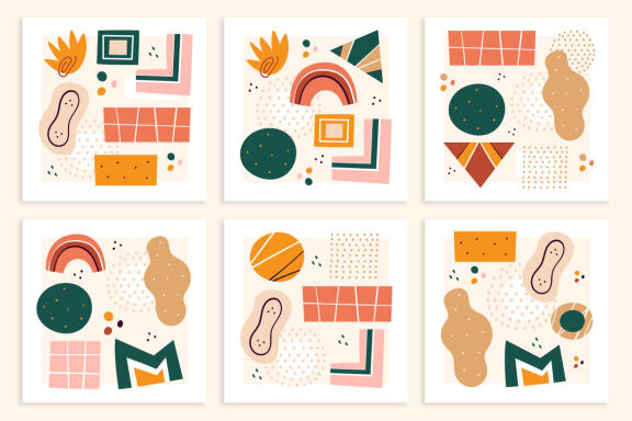 Abstract shapes clipart. Digital prints. Hand drawn vector