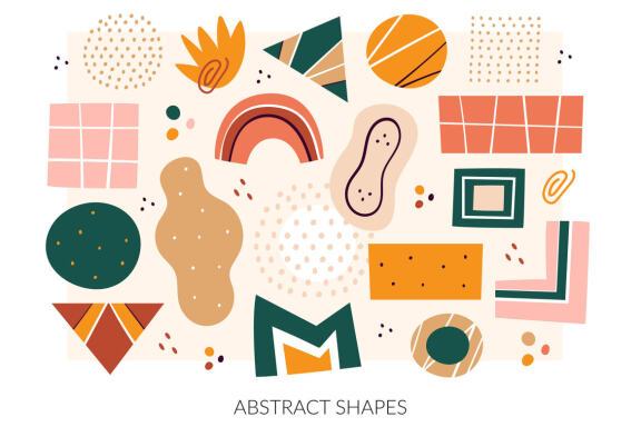 Abstract shapes clipart. Digital prints. Hand drawn vector