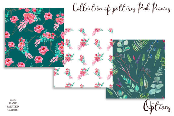 Peonies digital paper, seamless pattern