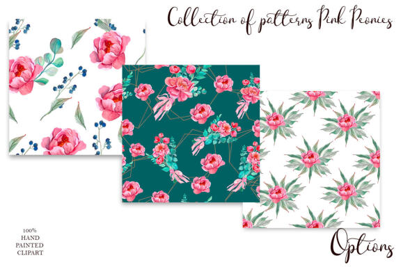Peonies digital paper, seamless pattern