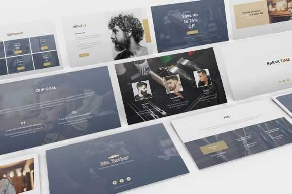 Mr Barber -  Barbershop Googleslide Template
