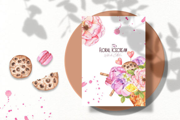 Floral Icecream Watercolor Set